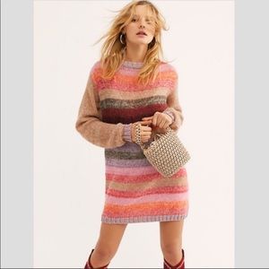 Free People Bright it up  stripe wool striped Sweater Dress M